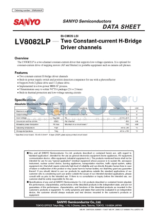 LV8082LP datasheet - Bi-CMOS LSI Two Constant-current H-Bridge Driver channels