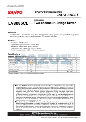 LV8085CL datasheet - Bi-CMOS LSI Two-channel H-Bridge Driver