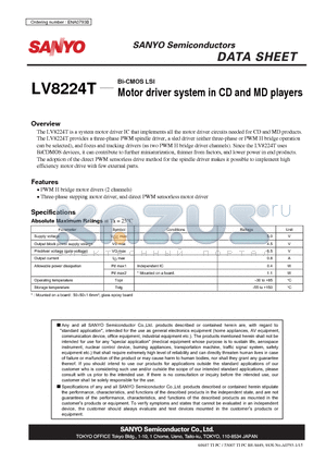 LV8224T datasheet - Motor driver system in CD and MD players