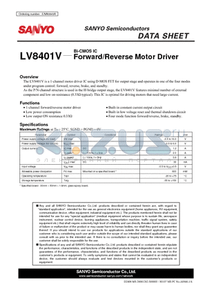 LV8401V datasheet - Forward/Reverse Motor Driver