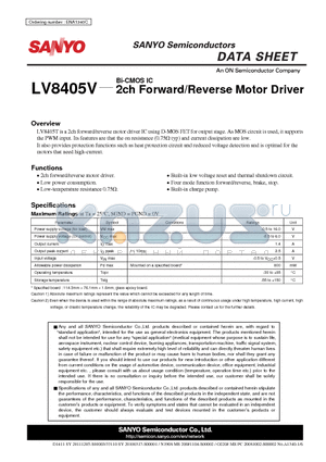 LV8405V_11 datasheet - 2ch Forward/Reverse Motor Driver