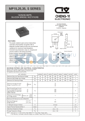 MP08S datasheet - 15/25/35 AMPS. SILICON BRIDGE RECTIFIERS