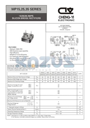 MP08W datasheet - 15/25/35 AMPS. SILICON BRIDGE RECTIFIERS