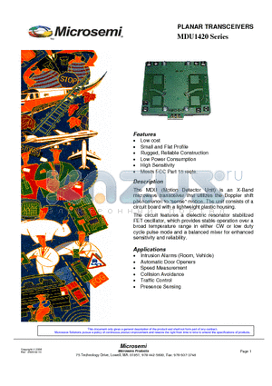 MDU1420 datasheet - PLANAR TRANSCEIVERS