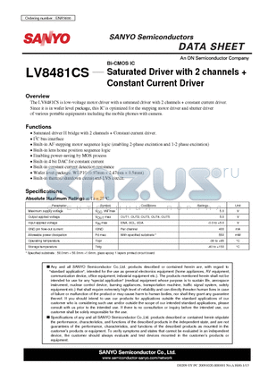 LV8481CS datasheet - Saturated Driver with 2 channels  Constant Current Driver