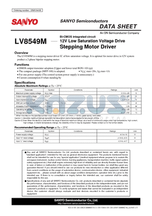 LV8549M datasheet - 12V Low Saturation Voltage Drive Stepping Motor Driver