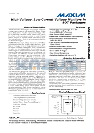 MAX6459 datasheet - High-Voltage, Low-Current Voltage Monitors in SOT Packages