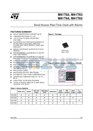 M41T64 datasheet - Serial Access Real-Time Clock with Alarms