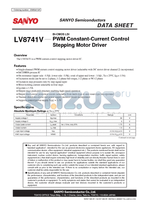LV8741V datasheet - Bi-CMOS LSI PWM Constant-Current Control Stepping Motor Driver