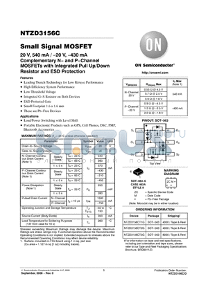NTZD3156C datasheet - Small Signal MOSFET