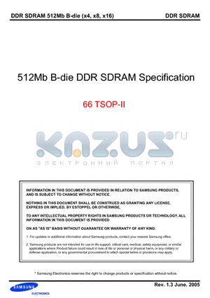 K4H510438 datasheet - 512Mb B-die DDR SDRAM Specification