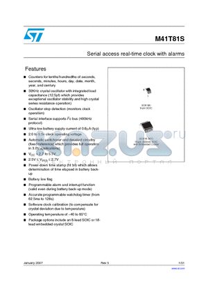 M41T81SMY6 datasheet - Serial access real-time clock with alarms