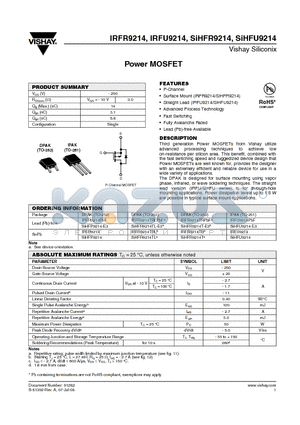 IRFR9214TRL datasheet - Power MOSFET