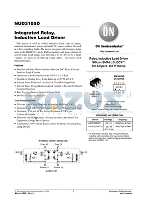 NUD3105D datasheet - Integrated Relay, Inductive Load Driver