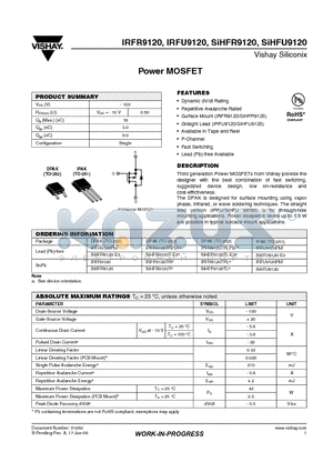 IRFR9120TRPBF datasheet - Power MOSFET