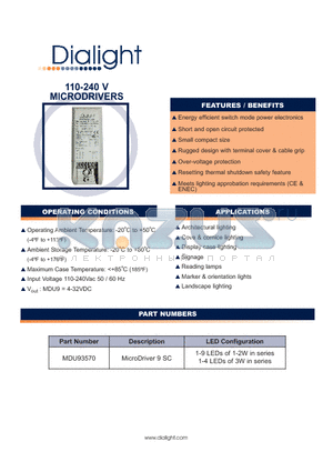 MDU93570 datasheet - 110-240 V MICRODRIVERS