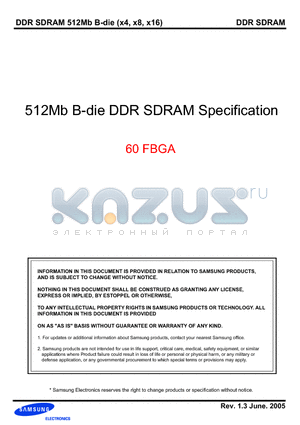K4H510838B-GC/LB3 datasheet - 512Mb B-die DDR SDRAM Specification