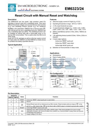 EM6323LXSP5B1.3 datasheet - Reset Circuit with Manual Reset and Watchdog