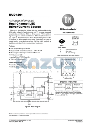 NUD4301MNT1G datasheet - Dual Channel LED Driver/Current Source