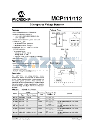 MP111-270E/LB datasheet - Micropower Voltage Detector