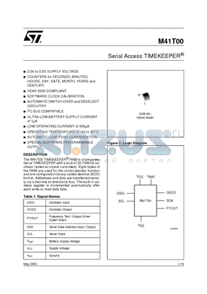 M41TM6 datasheet - Serial Access TIMEKEEPER