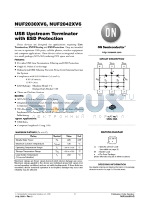 NUF2030XV6T1G datasheet - USB Upstream Terminator with ESD Protection