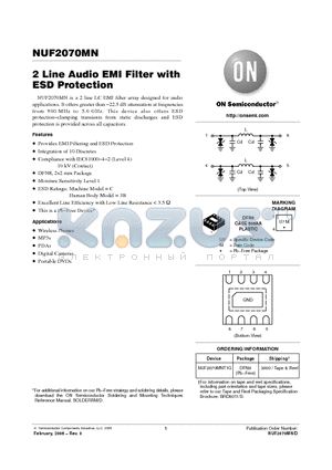 NUF2070MN datasheet - 2 Line Audio EMI Filter with ESD Protection