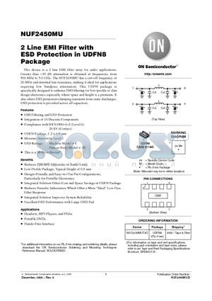 NUF2450MUT2G datasheet - 2 Line EMI Filter with ESD Protection in UDFN8 Package