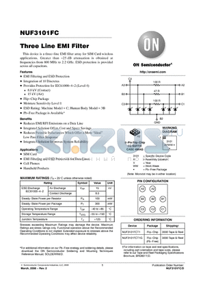 NUF3101FC datasheet - Three Line EMI Filter