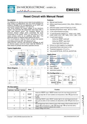 EM6325 datasheet - Reset Circuit with Manual Reset