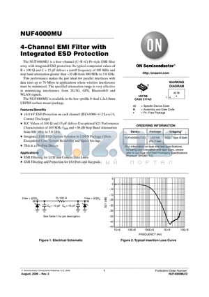 NUF4000MU datasheet - 4-Channel EMI Filter with Integrated ESD Protection