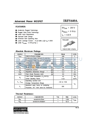 IRFS640A datasheet - Rugged Gate Oxide Technology