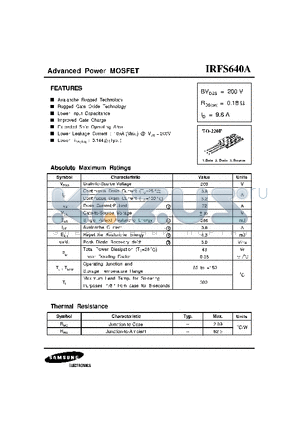 IRFS640A datasheet - Improved gate charge