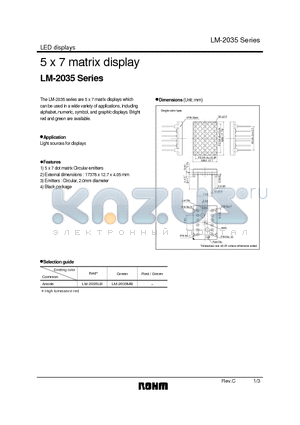 LM-2035LB datasheet - 5 x 7 matrix display