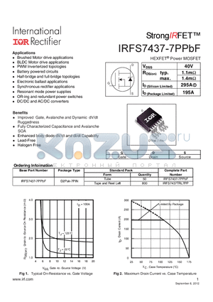 IRFS7437TRL7PP datasheet - HEXFETPower MOSFET