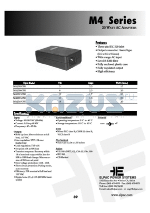 M42018-760 datasheet - 20 WATT AC ADAPTERS