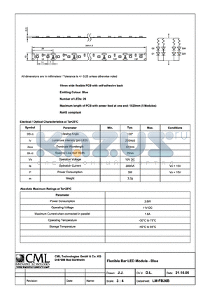 LM-FB26B datasheet - Flexible Bar LED Module - Blue