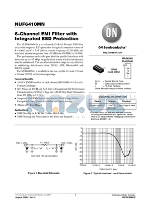 NUF6410MNT1G datasheet - 6-Channel EMI Filter with Integrated ESD Protection