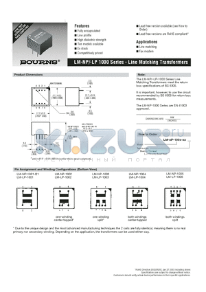 LM-LP-1003 datasheet - Line Matching Transformers