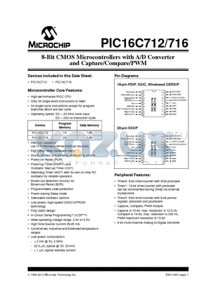 PIC16LC712 datasheet - 8-Bit CMOS Microcontrollers with A/D Converter and Capture/Compare/PWM