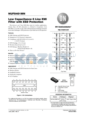 NUF8401MN datasheet - Low Capacitance 8 Line EMI Filter with ESD Protection
