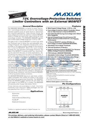 MAX6495_11 datasheet - 72V, Overvoltage-Protection Switches/Limiter Controllers with an External MOSFET