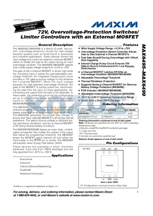 MAX6495_1206 datasheet - 72V, Overvoltage-Protection Switches/ Limiter Controllers with an External MOSFET