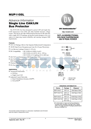 NUP1105LT3G datasheet - Single Line CAN/LIN Bus Protector