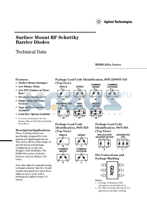 HSMS-281C-TR1 datasheet - Surface Mount RF Schottky Barrier Diodes