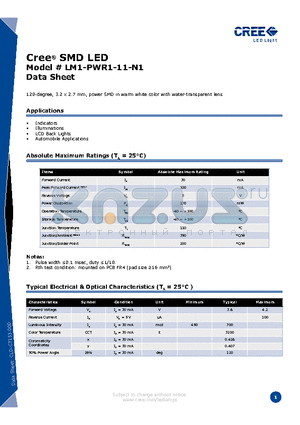 LM1-PWR1-11-N1 datasheet - SMD LED