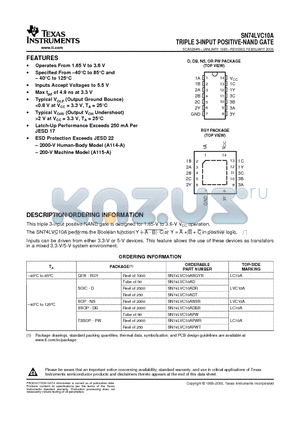 LVC10A datasheet - TRIPLE 3-INPUT POSITIVE-NAND GATE