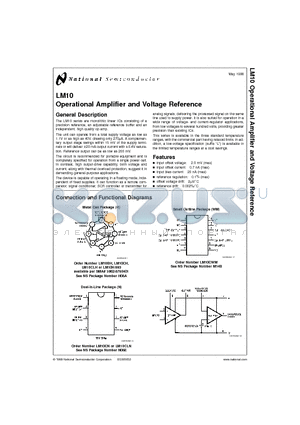 LM10 datasheet - Operational Amplifier and Voltage Reference