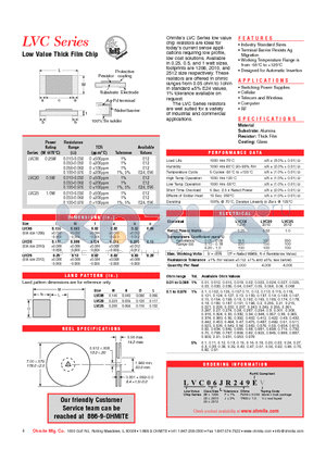 LVC20JR249EV datasheet - Low Value Thick Film Chip