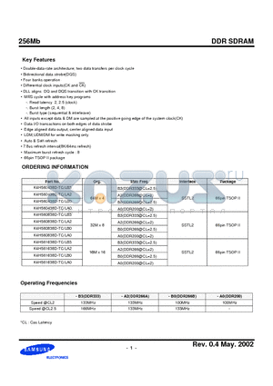 K4H560438D-TC/LA0 datasheet - 256Mb